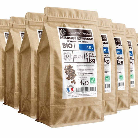 Cafés en Grains - Mélange Expresso Bio - 10Kg - Vente en gros