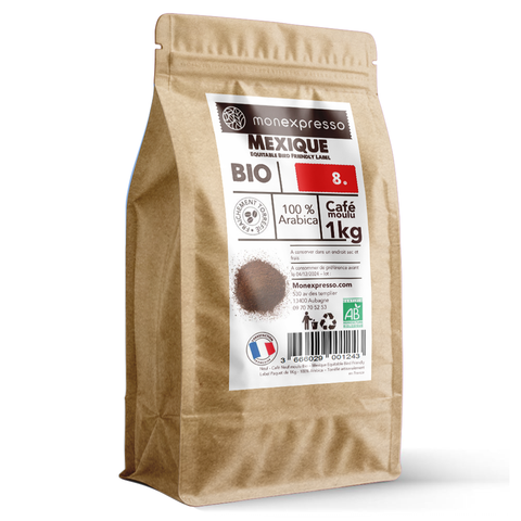 Café moulu Bio Mexique Equitable Bird Friendly Label 1Kg