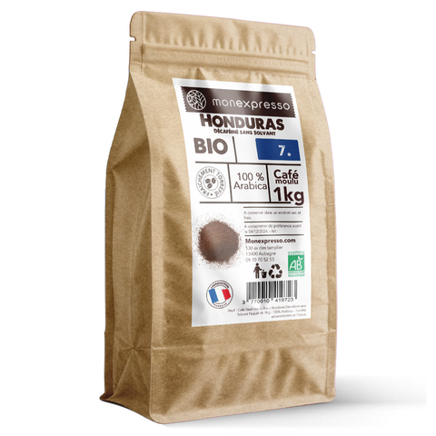 Café moulu Bio Honduras décaféiné sans solvant 1Kg