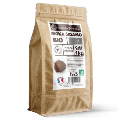 Café Moulu Bio Moka Sidamo d'Ethiopie 1Kg