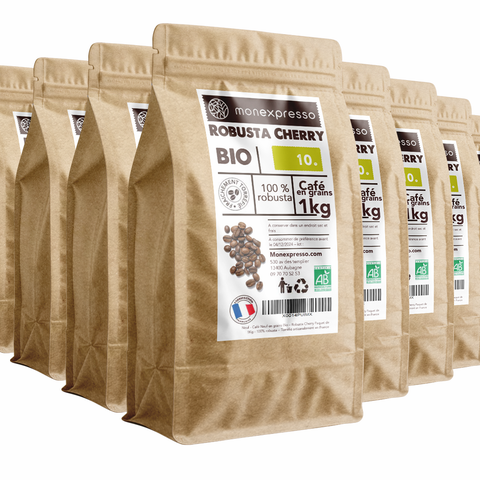 Cafés en Grains - Robusta Cherry Bio - 10Kg - Vente en gros